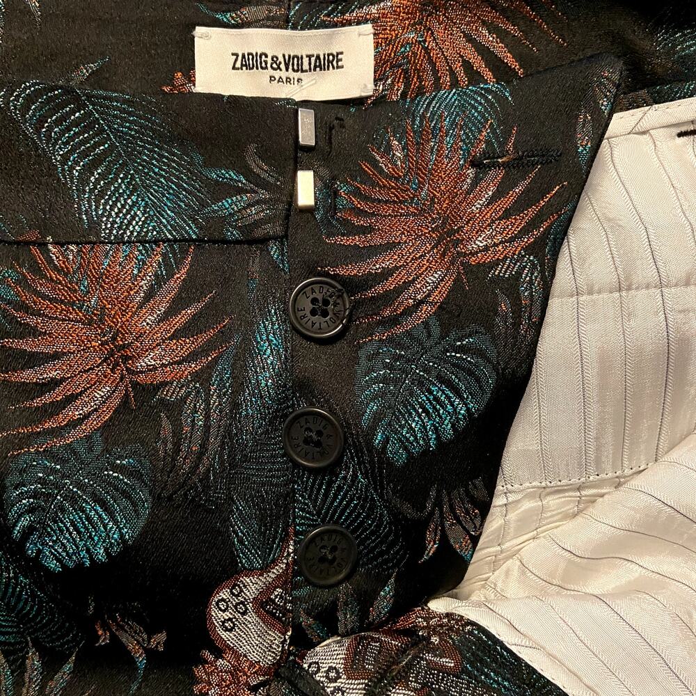 Zadig & Voltaire Posh Jungle Trouser Pants High Rise Pockets Cropped Black 38 8 - Picture 3 of 5